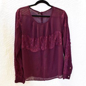 Purple Lace and Chiffon Blouse